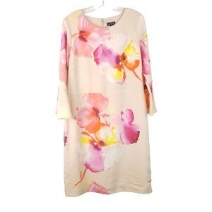 THE LIMITED Long Bell Sleeves Sheath Dress Watercolor Floral Women's size 12 exc